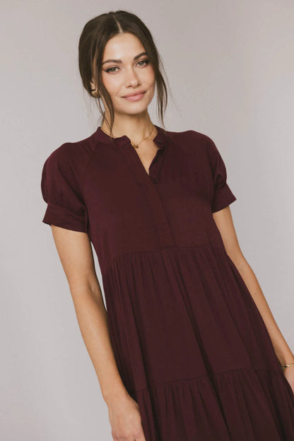 Amanda Tiered Dress in Burgundy FINAL SALE