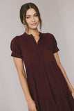 Amanda Tiered Dress in Burgundy FINAL SALE
