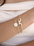 Mixed Crystal Disc Link Chain Bracelet Set
