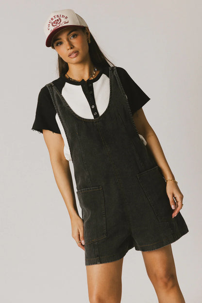 Scottie Denim Overalls in Black FINAL SALE