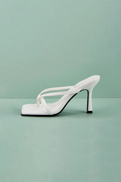 Outdoor Peep Toe Sandals Stiletto Heel Microfiber Leather Fashion Shoes