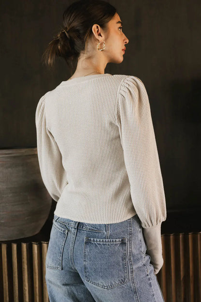 Lettie Waffle Knit Top in Cream FINAL SALE