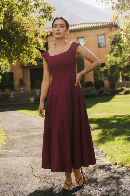 Colin Midi Dress in Burgundy FINAL SALE