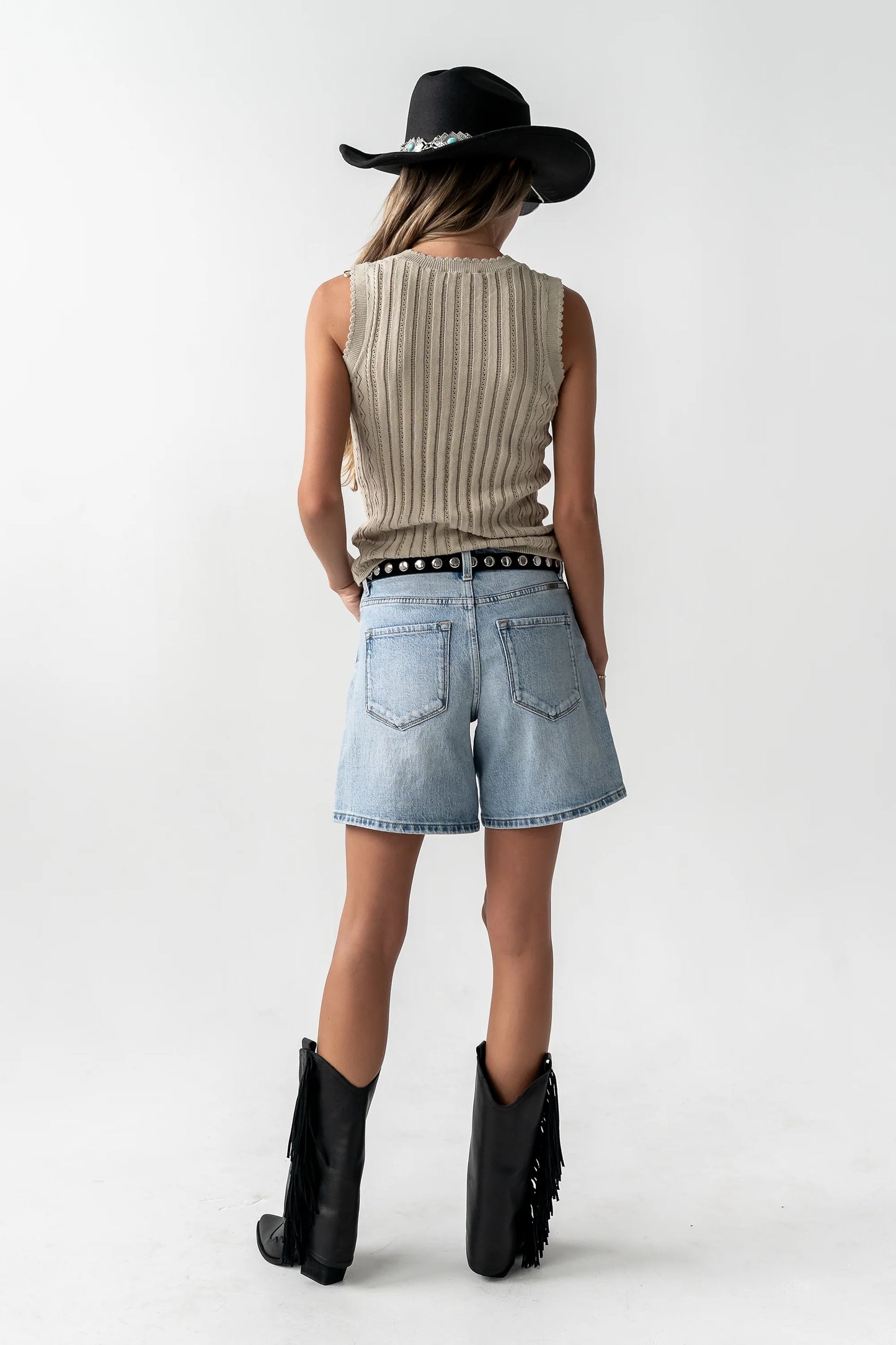 Lina Pointelle Knit Tank in Beige