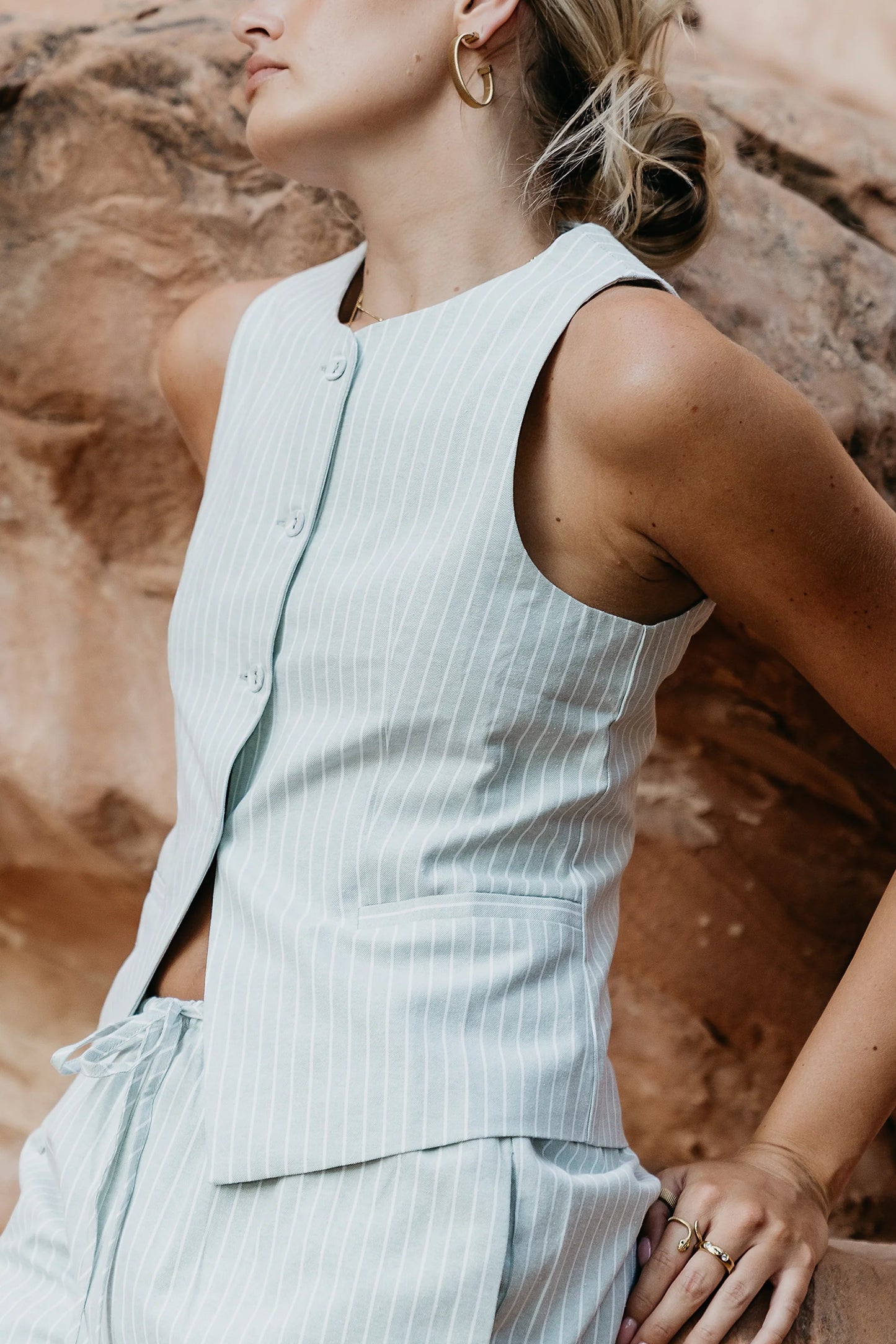 Rosa Striped Vest in Green