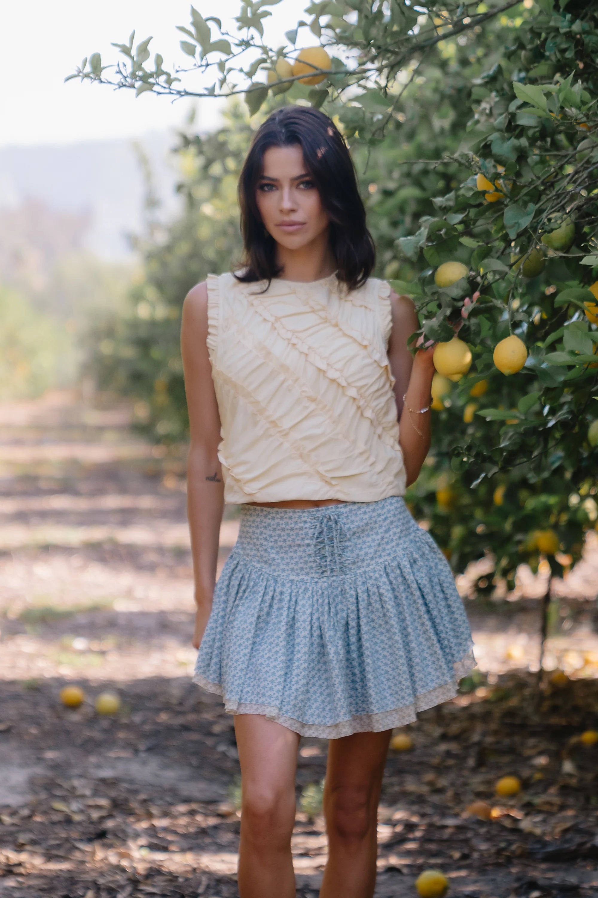 Mellie Ruffle Top in Butter Yellow
