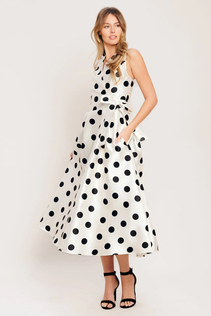 CAFÉ NOIR POLKA DOT MIDI DRESS