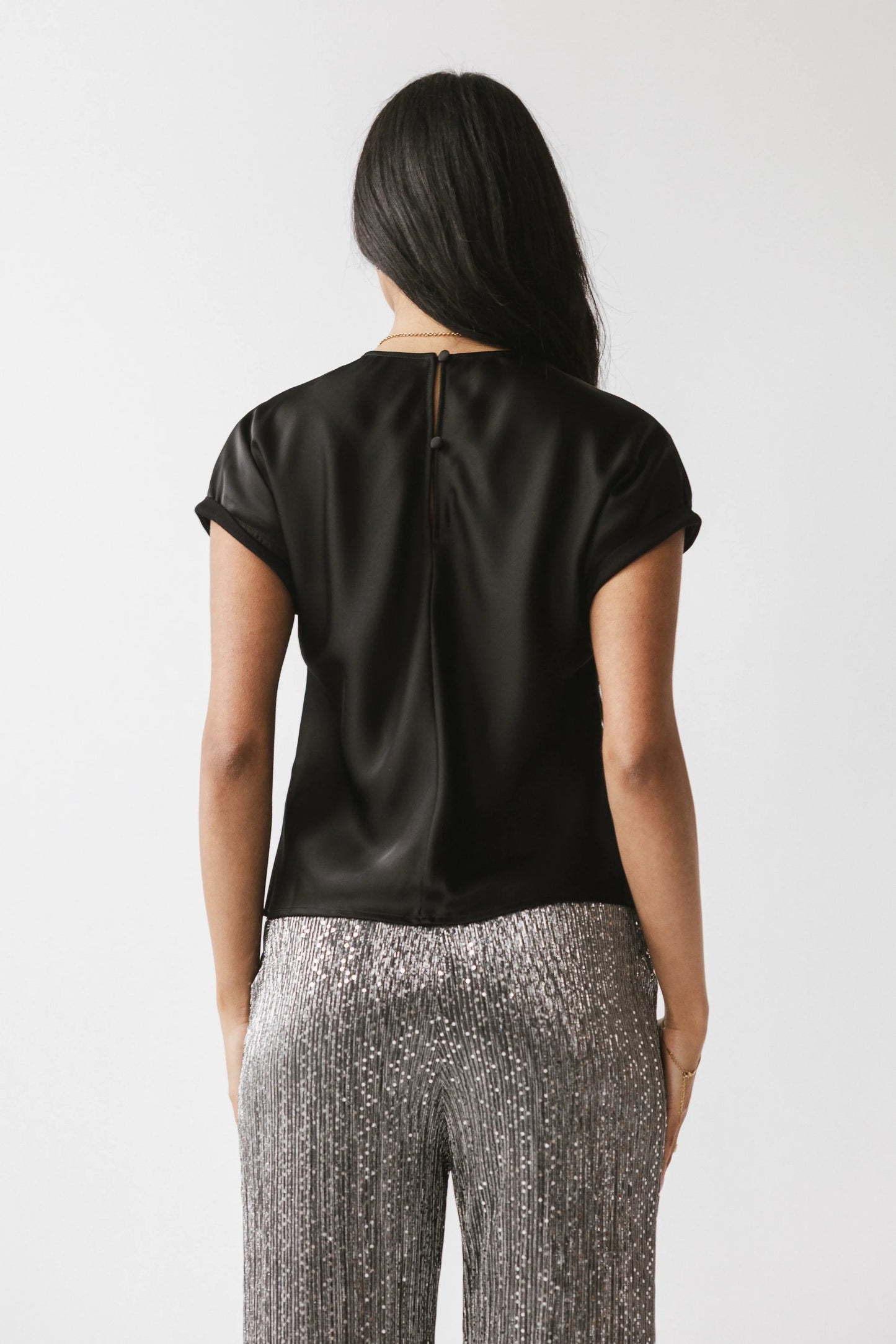 Marvin Satin Blouse in Black
