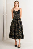 GARDEN OPERA BLACK BROWN MIDI DRESS