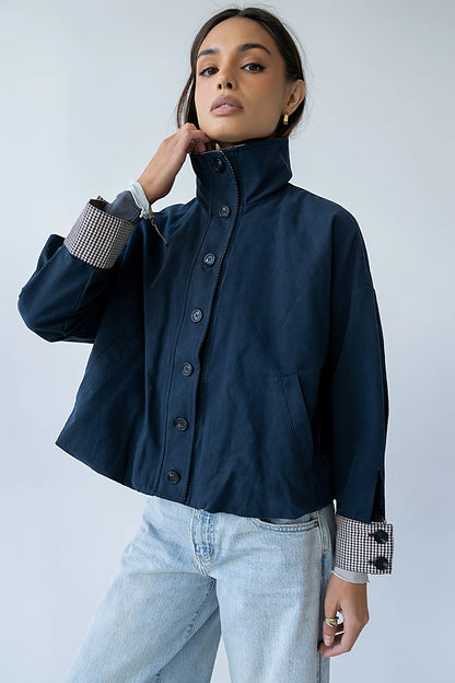 Colette Oversized Trench Jacket in Navy