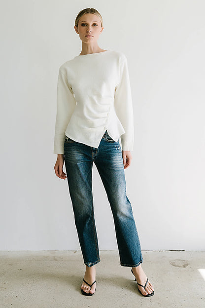 Jerzey Asymmetrical Sweater in Ivory FINAL SALE