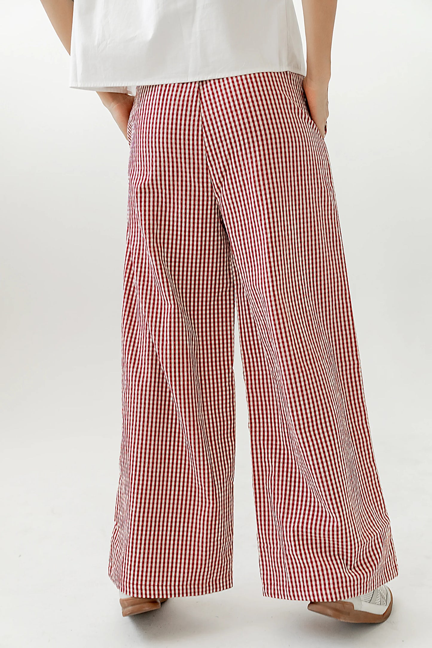 Ada Gingham Wide Leg Pants in Red FINAL SALE