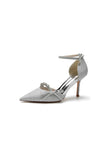 Bow Sequin Pointed Toe High Heels