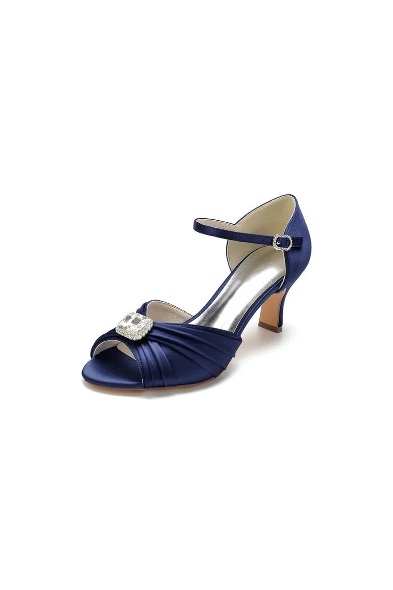 Elegant Blue Pump with Silver Buckle Accent