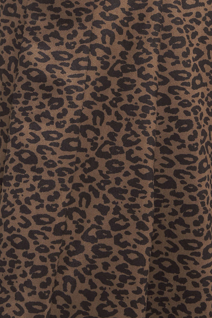 URBAN JUNGLE BROWN LEOPARD SUEDED KNIT MIDI DRESS