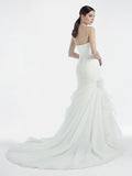 Sweetheart Mermaid Organza Wedding Dress With Ruching and Ruffles