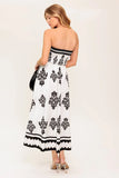 CAFE IN PARIS STRAPLESS MIDI DRESS IVORY BLACK