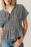 Alec Striped Blouse in Grey FINAL SALE