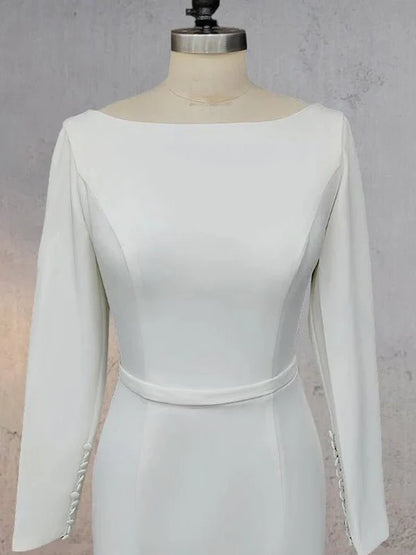 Mermaid Scoop Neck V Back Satin Wedding Dress