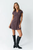 Lockie Pinstripe Mini Dress in Dark Brown FINAL SALE
