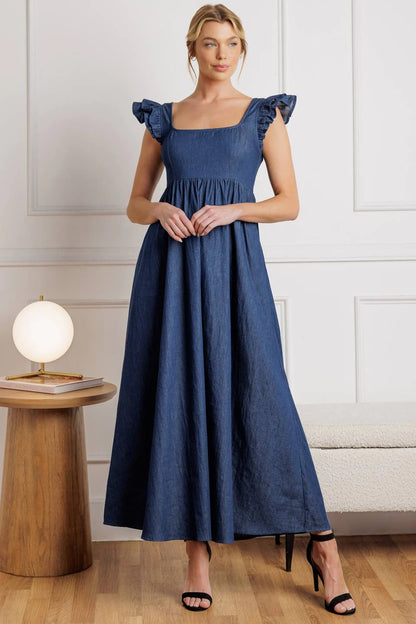 SOUTHAMPTON STROLL CHAMBRAY MIDI DRESS