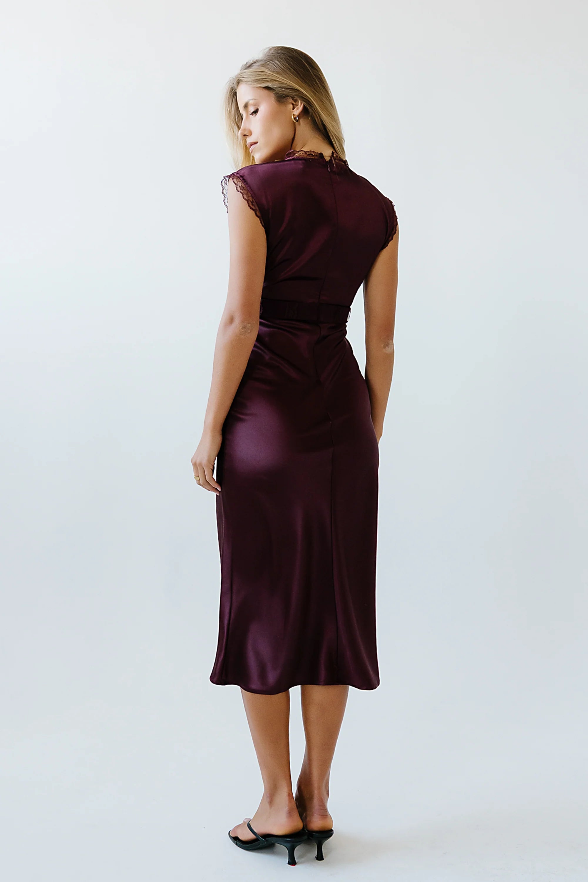 Riley Lace Trim Maxi Dress in Burgundy FINAL SALE