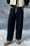 Malinda Mixed Media Baggy Pants in Dark Wash FINAL SALE