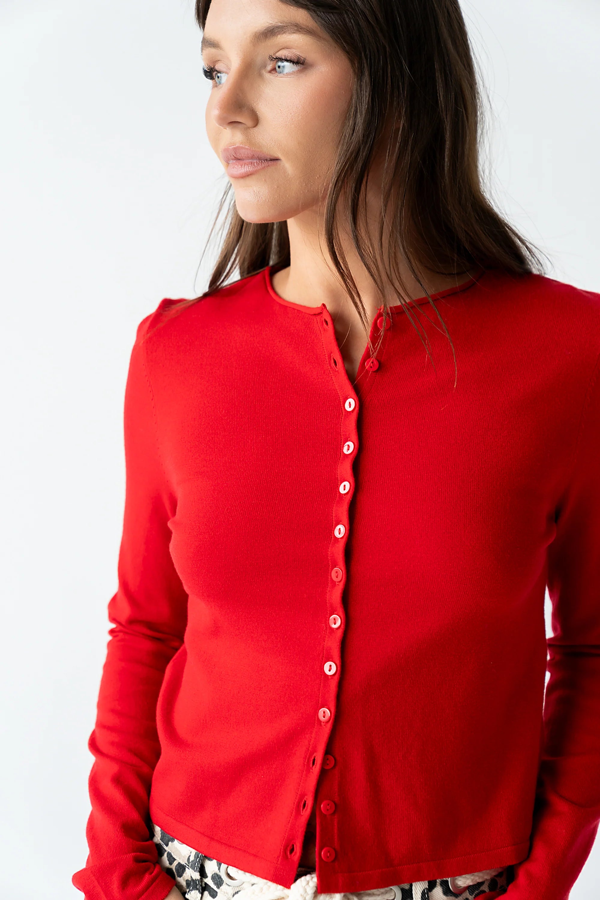 Maddy Button Up Cardigan in Red FINAL SALE