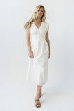 Barb Pleated Midi Dress in White