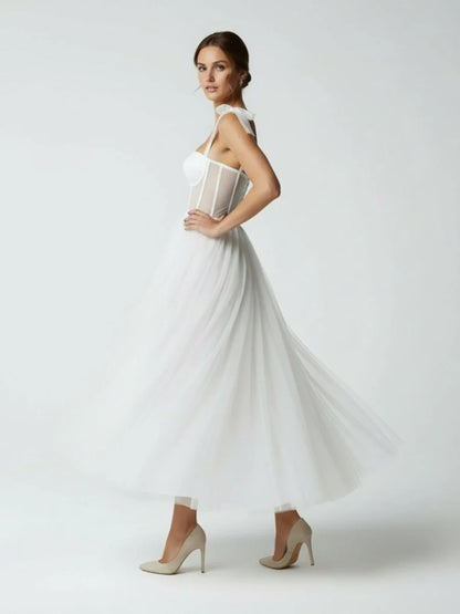 Sex Short White Wedding Dresses With Tulle Tea Length