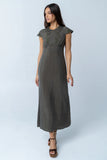 Tammy Embroidered Maxi Dress in Olive