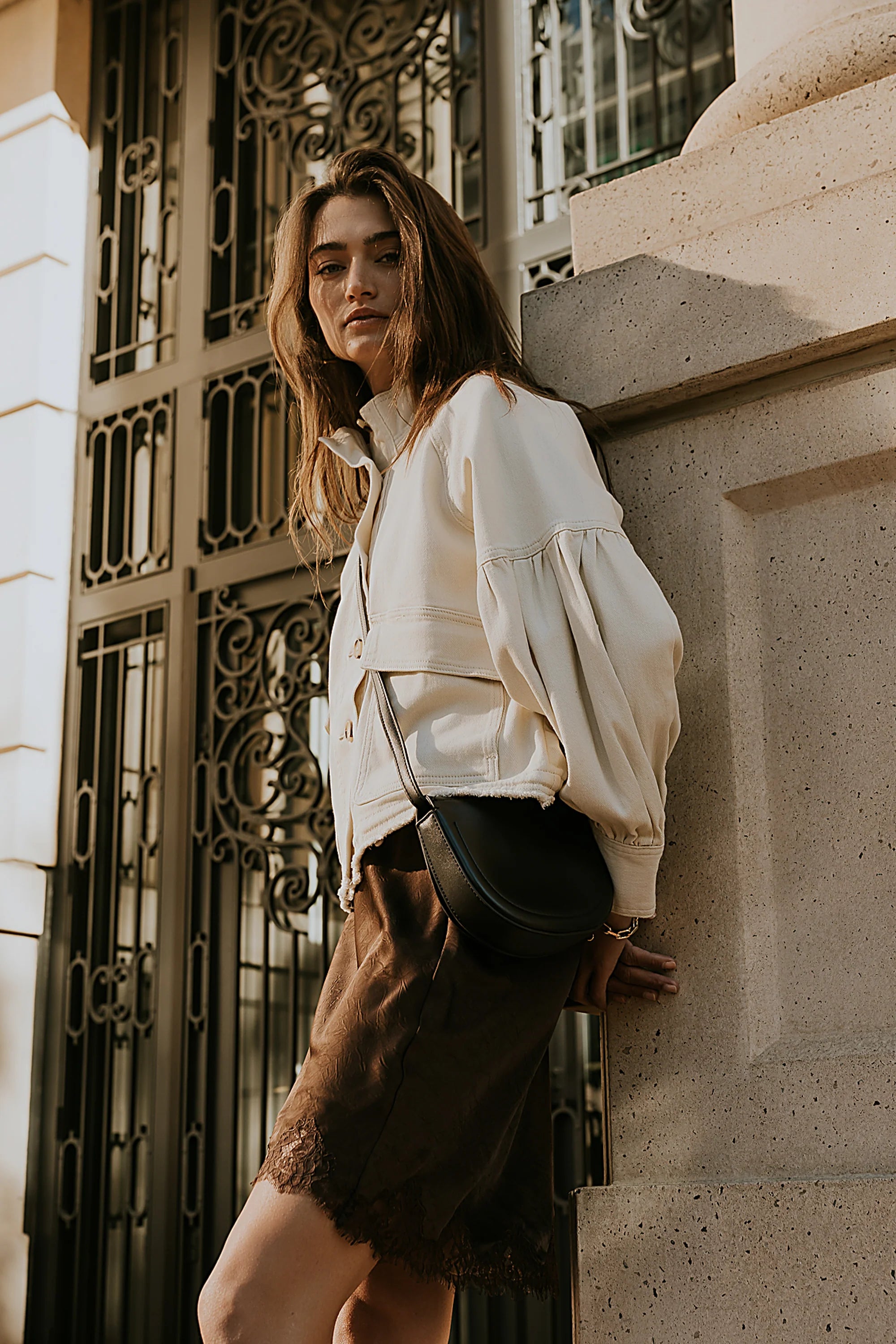 Sasha Denim Jacket in Cream FINAL SALE