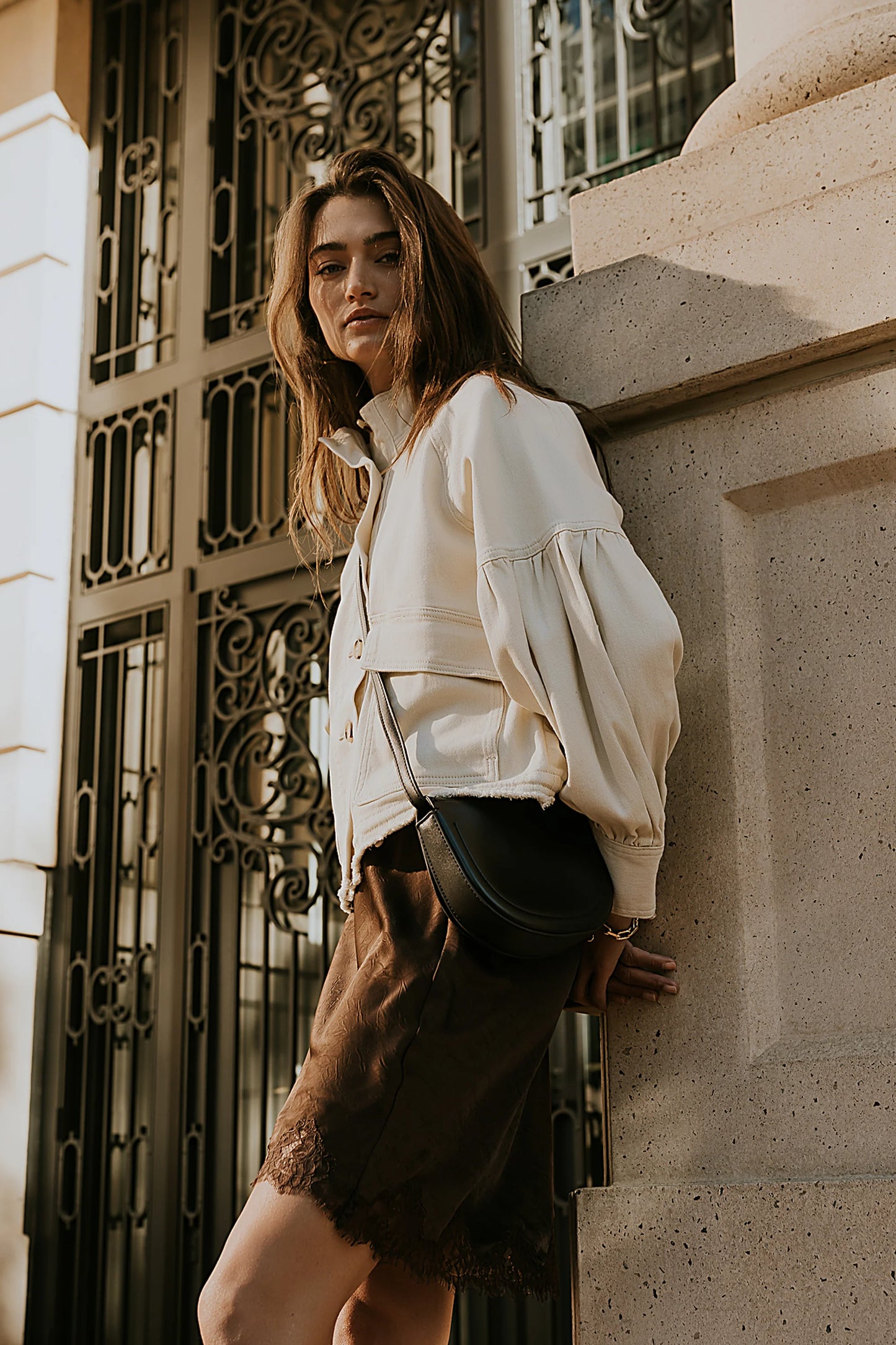 Sasha Denim Jacket in Cream FINAL SALE